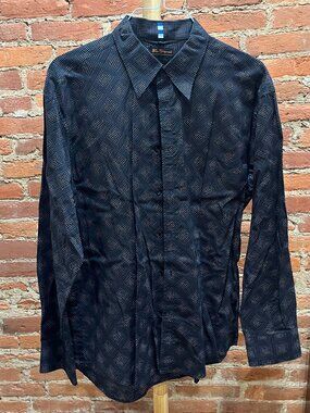 Ben Sherman Y2K Black Pink Dot Patterned Dress Shirt XL